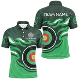 Maxcorners Personalized Green Archery Target Flame Men Polo & 1/4 Zip Shirts, Archery Shirts For Team Jerseys