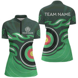 Maxcorners Personalized Green Archery Target Flame Men Polo & 1/4 Zip Shirts, Archery Shirts For Team Jerseys