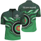 Maxcorners Personalized Green Archery Target Flame Men Polo & 1/4 Zip Shirts, Archery Shirts For Team Jerseys