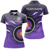 Maxcorners Personalized Purple Archery Target Flame Men Polo & 1/4 Zip Shirts, Archery Shirts For Team Jerseys