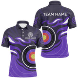 Maxcorners Personalized Purple Archery Target Flame Men Polo & 1/4 Zip Shirts, Archery Shirts For Team Jerseys