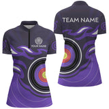 Maxcorners Personalized Purple Archery Target Flame Men Polo & 1/4 Zip Shirts, Archery Shirts For Team Jerseys