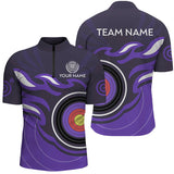 Maxcorners Personalized Purple Archery Target Flame Men Polo & 1/4 Zip Shirts, Archery Shirts For Team Jerseys