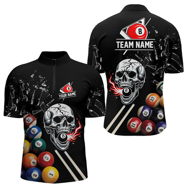 Maxcorners Personalized Break Glass Skull Billiard Shirts For Men Custom Funny 3D Pool Balls Billiard Jerseys