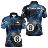 Maxcorners Black And Blue Thunder Lightning Custom 8 Ball Pool Billiard Shirts For Men, Billiard Pool Jerseys