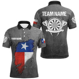 Maxcorners Personalized Retro Grunge Texas Darts Men Polo Shirts Custom Patriotic Texas Flag Darts Jerseys