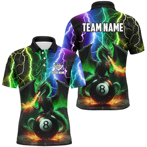 Maxcorners Dragon 8 Ball Pool Fire Billiard Shirts For Men Custom Colorful Thunder Lightning Billiard Jerseys