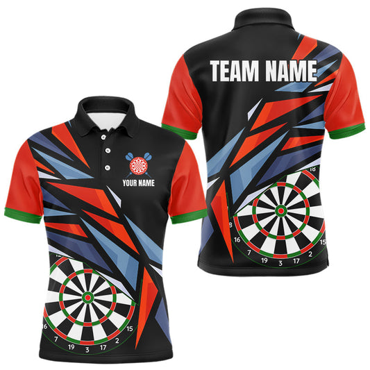 Maxcorners Personalized Red, Blue & Black Darts Shirt For Men Custom Darts League Team Jersey Polo & 1/4 Zip MT1607