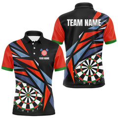 Maxcorners Personalized Red, Blue & Black Darts Shirt For Men Custom Darts League Team Jersey Polo & 1/4 Zip MT1607