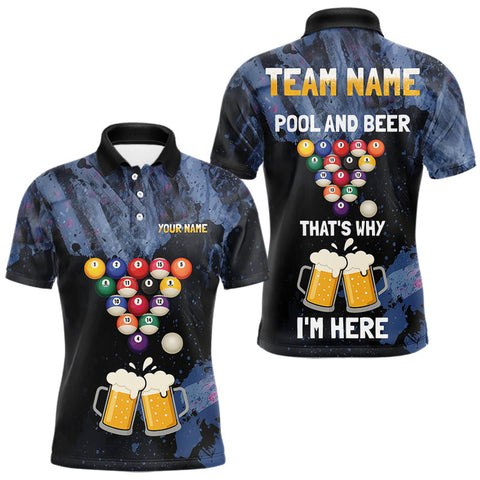 Maxcorners Pool And Beer That's Why I'm Here Billiard Shirt For Men Custom Funny Billiard Team Jersey TU1609