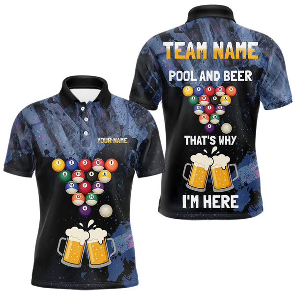 Maxcorners Pool And Beer That's Why I'm Here Billiard Shirt For Men Custom Funny Billiard Team Jersey LM1610