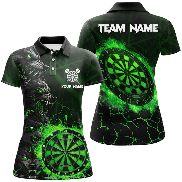 Maxcorners Green Dart Board Fire Flame  Darts Jersey Customized Name 3D Shirt