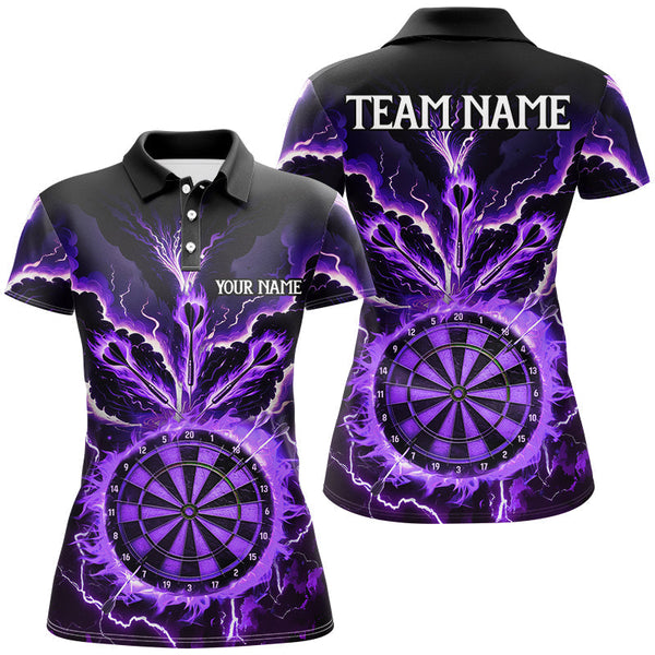 Maxcorners Lightning Smoke Fire Flame Purple Darts Jersey Customized Name 3D Shirt