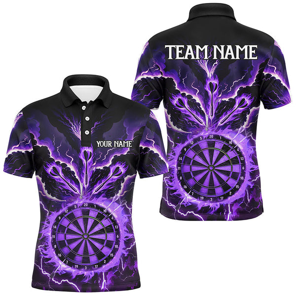 Maxcorners Lightning Smoke Fire Flame Purple Darts Jersey Customized Name 3D Shirt