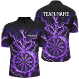 Maxcorners Lightning Smoke Fire Flame Purple Darts Jersey Customized Name 3D Shirt