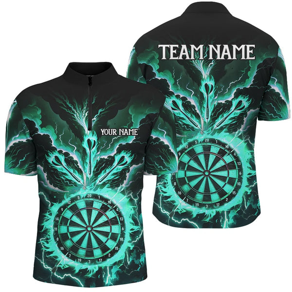 Maxcorners Lightning Smoke Fire Flame Turquoise Darts Jersey Customized Name 3D Shirt