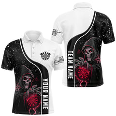 Maxcorners Red Grim Reaper Darts Men Polo & Quarter-Zip Custom Darts Shirts For Team Darts Jerseys TU1612