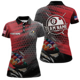 Maxcorners Red And Black Billiard Polo & Quarter-Zip Shirts For Men Custom Billiard Team Shirts Pool Jerseys