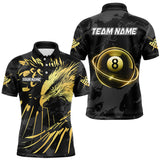 Maxcorners Custom Black And Gold 8 Ball Pool Eagle Paint Billiard Shirts For Men Team League Billiard Jerseys