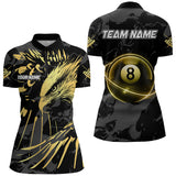 Maxcorners Custom Black And Gold 8 Ball Pool Eagle Paint Billiard Shirts For Men Team League Billiard Jerseys