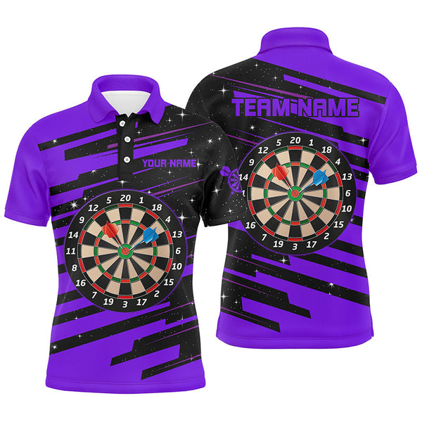 Maxcorners Personalized Purple Darts Board Darts Jerseys Polo Shirts For Men Custom Team League Darts Shirts