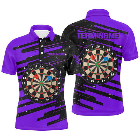 Maxcorners Personalized Purple Darts Board Darts Jerseys Polo Shirts For Men Custom Team League Darts Shirts