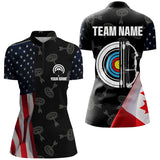 Maxcorners Personalized Retro Us Flag Archery Shirts For Men Custom Patriotic Archery Jersey For Archer