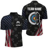 Maxcorners Personalized Retro Us Flag Archery Shirts For Men Custom Patriotic Archery Jersey For Archer