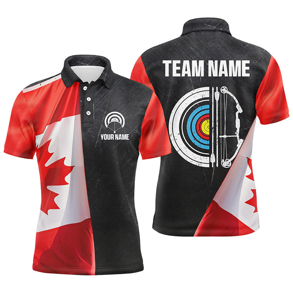 Maxcorners Personalized Retro Canada Flag Archery Shirts For Men Custom Patriotic Archery Jersey For Archer