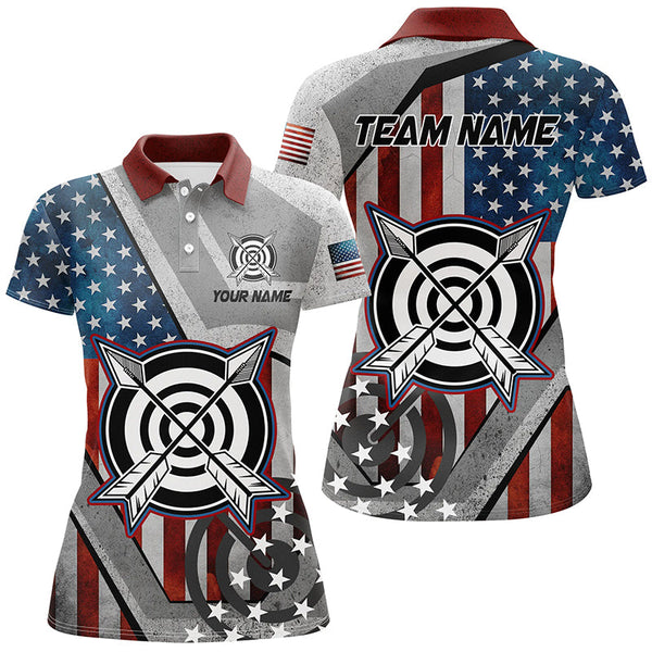 Maxcorners Personalized Usa Flag Archery Shirts For Men Custom Patriotic Archery Jerseys For Team Archers