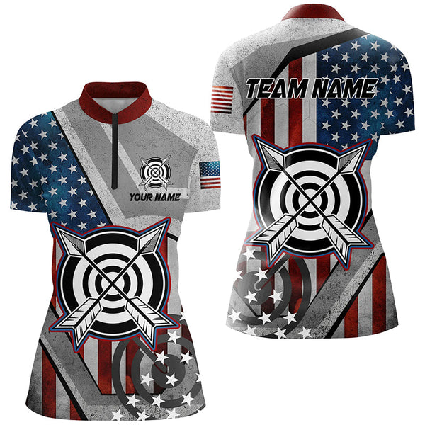 Maxcorners Personalized Usa Flag Archery Shirts For Men Custom Patriotic Archery Jerseys For Team Archers