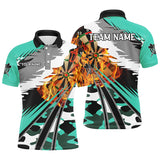 Maxcorners 3D Dartboard Fire Darts Polo & Quarter-Zip Shirts Custom Camo Turquoise Darts Team Jerseys