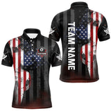 Maxcorners Personalized American Flag 8 Ball Billiard Shirt For Men, Patriotic Pool Team Jersey Polo, 1/4 Zip LM1809