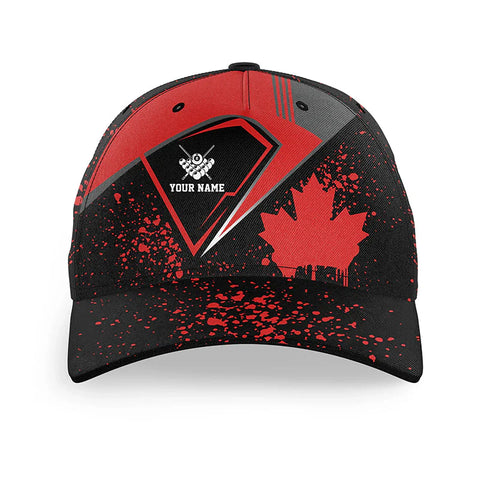 Maxcorners Billiard Canadian Leaf Vintage Style Personalized Name 3D Cap