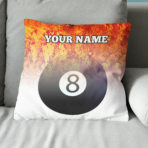 Customized 8 Ball Pool Fire Pillow, Unique Billiard Throw Pillows Design