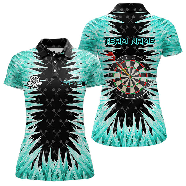 Maxcorners Personalized Darts Board Turquoise Icy 3D Printed Men Dart Shirts Custom Cool Dart Jerseys For Team