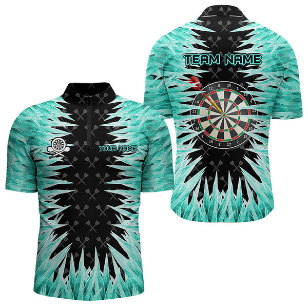 Maxcorners Personalized Darts Board Turquoise Icy 3D Printed Men Dart Shirts Custom Cool Dart Jerseys For Team