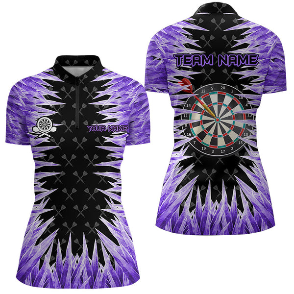 Maxcorners Personalized Darts Board Purple Icy 3D Printed Men Dart Shirts Custom Cool Dart Jerseys For Team