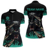 Maxcorners Personalized Grunge Turquoise 3D Panther Dart Shirts Polo & 1/4 Zip For Men Custom Cool Dart Jersey