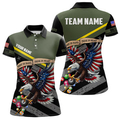 Maxcorners Shot In Hand Pride In Heart Custom Eagle Us Flag Green Men Billiard Shirt Army Billiard Team Jersey