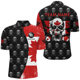 Maxcorners Grunge Canada Flag Skull Pattern Billiard Shirts Patriotic Unique Billiard Jerseys