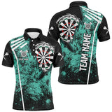 Maxcorners Personalized Grunge Darts Polo & Quarter Zip Shirts Custom Retro Darts Team Jerseys | Turquoise