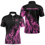 Maxcorners Black And Pink Flame Fire Darts Polo & Quarter Zip Custom Dart Shirt For Men Dart Jerseys MT2009