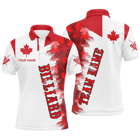 Maxcorners Personalized Billiard Canada Flag Vintage Polo Shirts For Men Custom Canadian Billiard Shirts LM123
