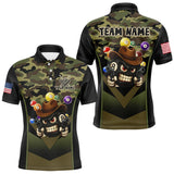 Maxcorners Personalized Green Camo Funny 8 Ball Billiard Shirt For Men Custom Pool Team Jersey Polo & 1/4 Zip TU1711