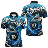 Maxcorners Blue Shark 8 Ball Billiard Shirt For Men Custom Billiard Jersey, Pool Team Shirt Polo & 1/4 Zip TU1711
