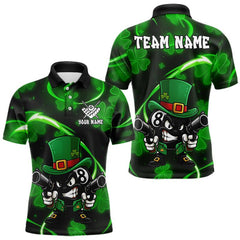 Maxcorners Personalized St Patrick Day 8 Ball Billiard Shirt For Men, Funny Shamrock Luckiest Billiard Jerseys LM1812