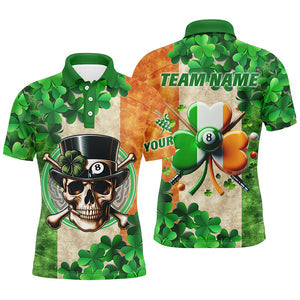 Maxcorners Billiards St Patrick's Day Funny Skull Personalized Name 3D Shirt