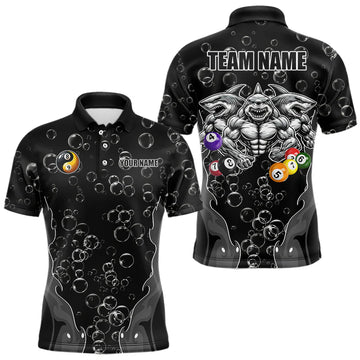 Maxcorners Personalized Funny Sharks 3D Pool Balls Billiard Shirts For Men Custom 8 & 9 Ball Billiard Jerseys
