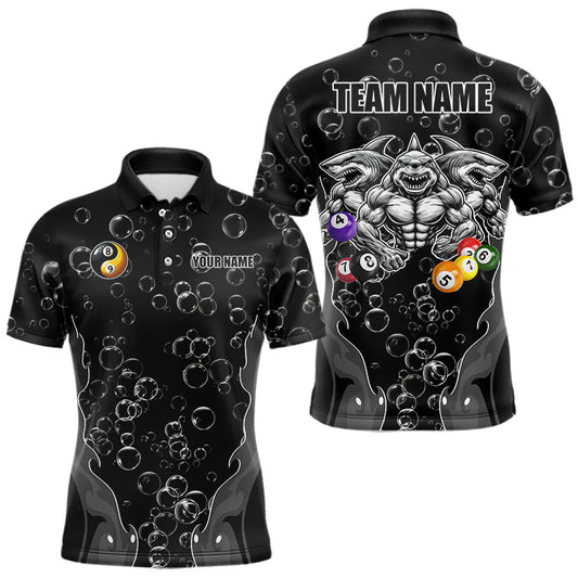 Maxcorners Personalized Funny Sharks 3D Pool Balls Billiard Shirts For Men Custom 8 & 9 Ball Billiard Jerseys